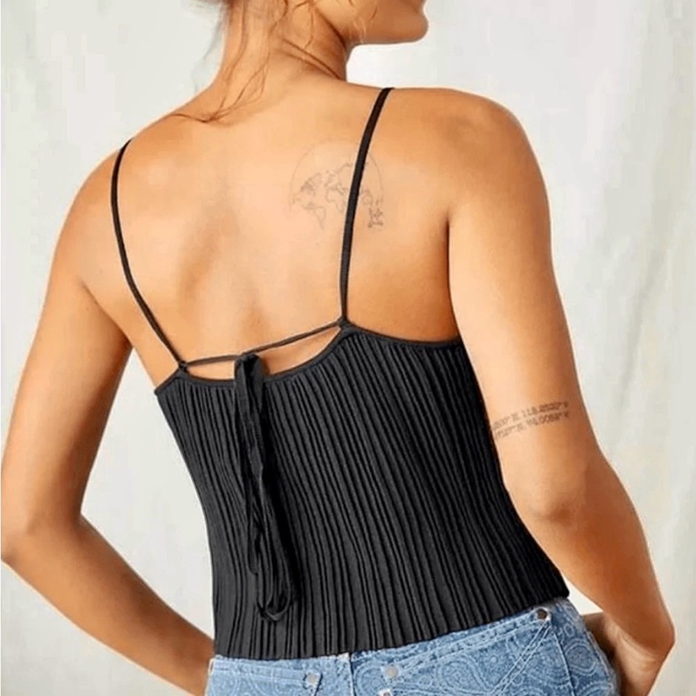 Free People Black Pleated Cami - Picture 1 of 6